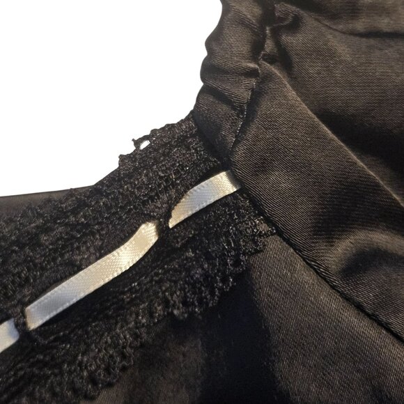 All In Favor Women Black M Mini Dress Milkmaid Puff Sleeve Coquette Whimsygoth - Picture 6 of 10